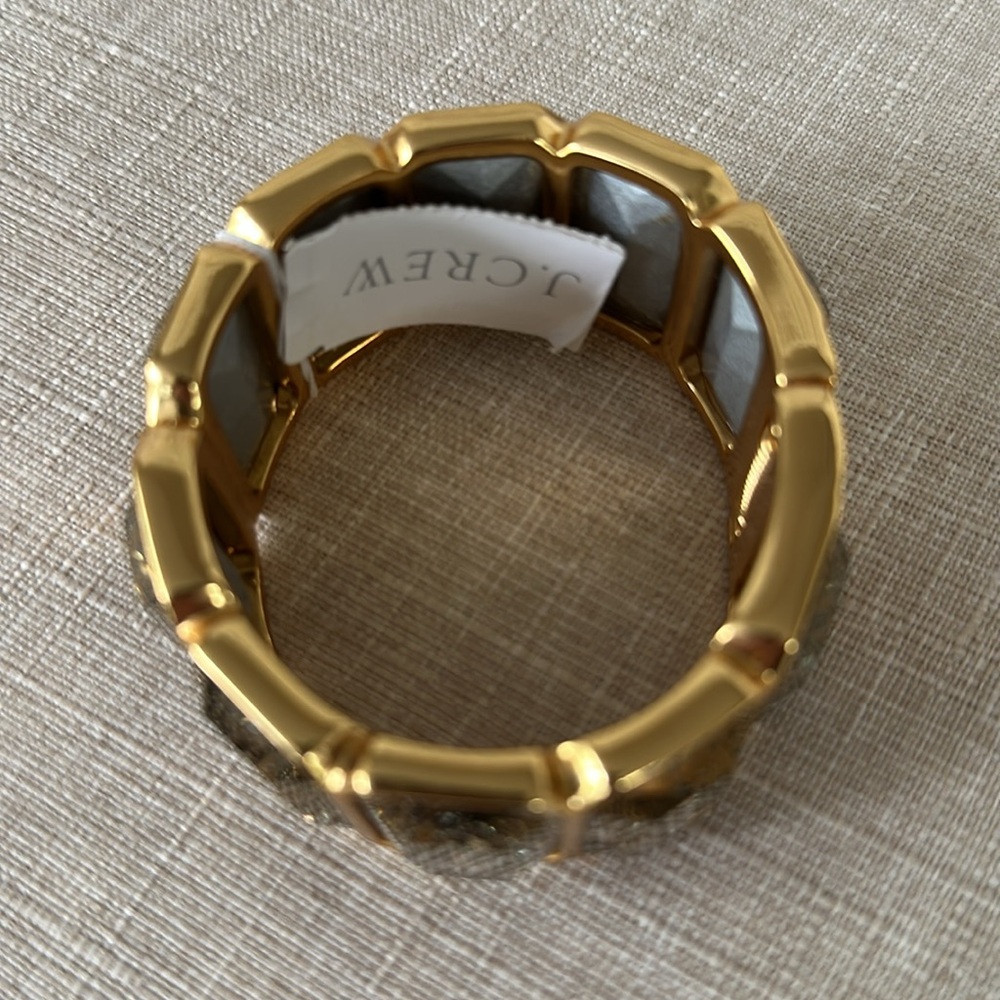 NWT | J Crew Hinged Rectangle Stone Bracelet in Burnished Gold - Picture 5 of 14